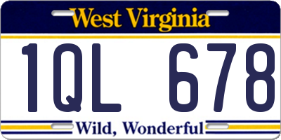WV license plate 1QL678