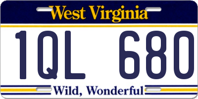 WV license plate 1QL680