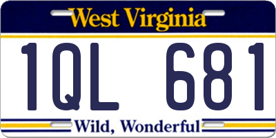 WV license plate 1QL681