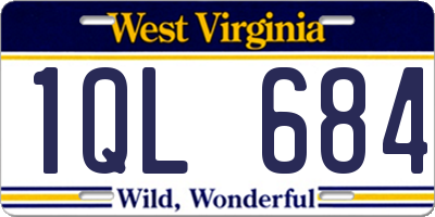 WV license plate 1QL684