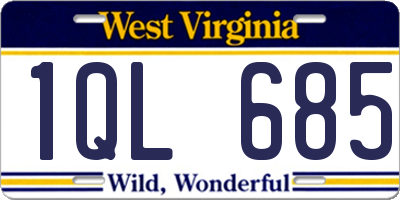 WV license plate 1QL685