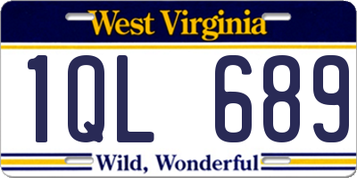WV license plate 1QL689