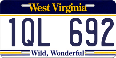 WV license plate 1QL692