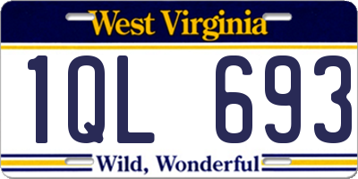 WV license plate 1QL693