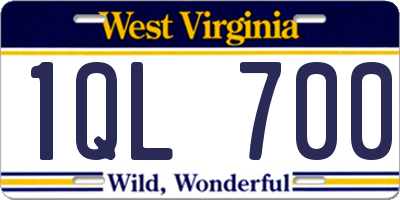 WV license plate 1QL700
