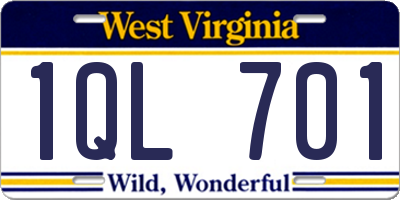 WV license plate 1QL701