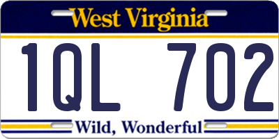 WV license plate 1QL702