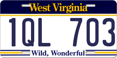 WV license plate 1QL703