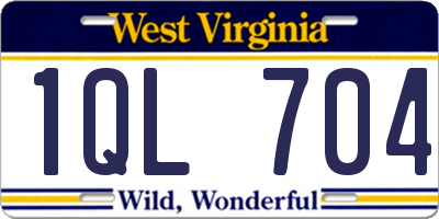 WV license plate 1QL704