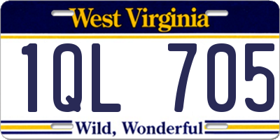WV license plate 1QL705