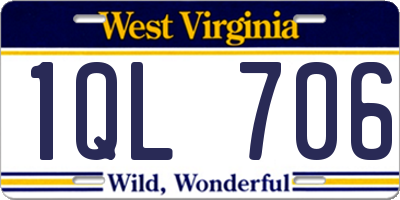 WV license plate 1QL706