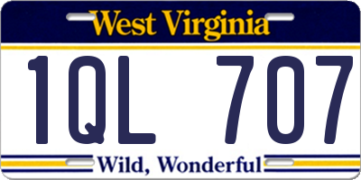 WV license plate 1QL707