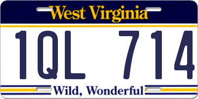 WV license plate 1QL714