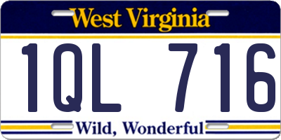 WV license plate 1QL716