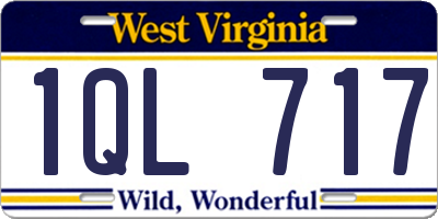 WV license plate 1QL717