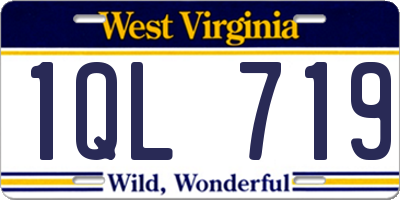 WV license plate 1QL719