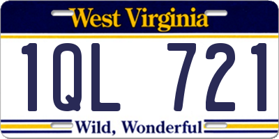 WV license plate 1QL721