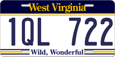 WV license plate 1QL722