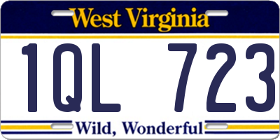 WV license plate 1QL723