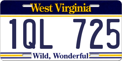 WV license plate 1QL725