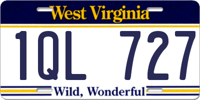 WV license plate 1QL727