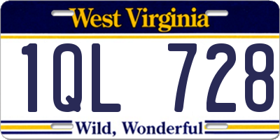 WV license plate 1QL728
