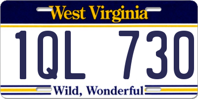 WV license plate 1QL730