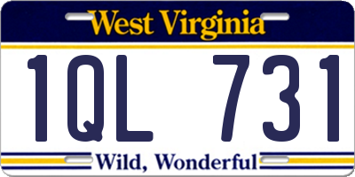 WV license plate 1QL731
