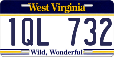 WV license plate 1QL732