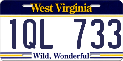 WV license plate 1QL733