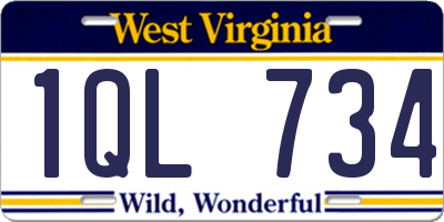 WV license plate 1QL734