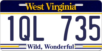 WV license plate 1QL735