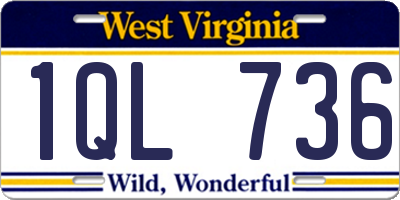 WV license plate 1QL736