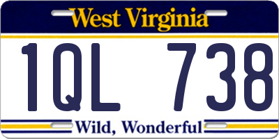 WV license plate 1QL738