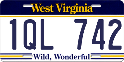 WV license plate 1QL742