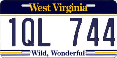 WV license plate 1QL744