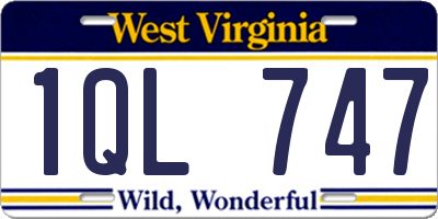 WV license plate 1QL747