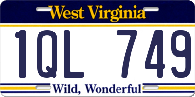 WV license plate 1QL749