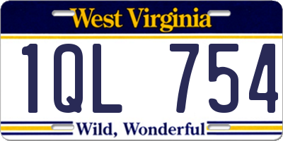 WV license plate 1QL754