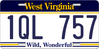 WV license plate 1QL757