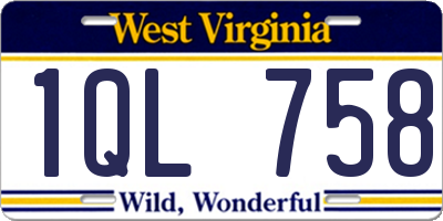 WV license plate 1QL758
