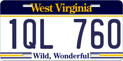 WV license plate 1QL760