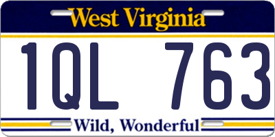 WV license plate 1QL763