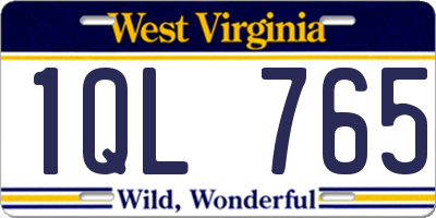 WV license plate 1QL765