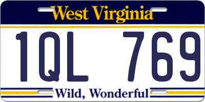 WV license plate 1QL769