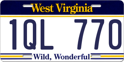 WV license plate 1QL770