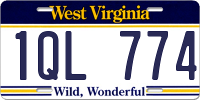 WV license plate 1QL774