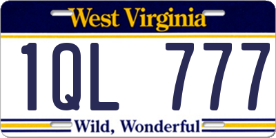 WV license plate 1QL777