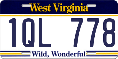 WV license plate 1QL778