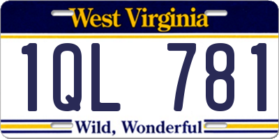 WV license plate 1QL781
